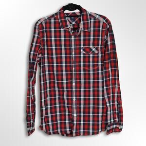 Men's Gap Red and Blue Plaid Button-Down Shirt - L